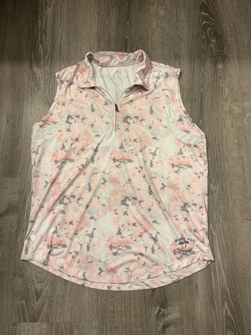 Women's Kate Lord Sleeveless Pink Tie-Dye Golf Polo Top- Size L- Pre-owned